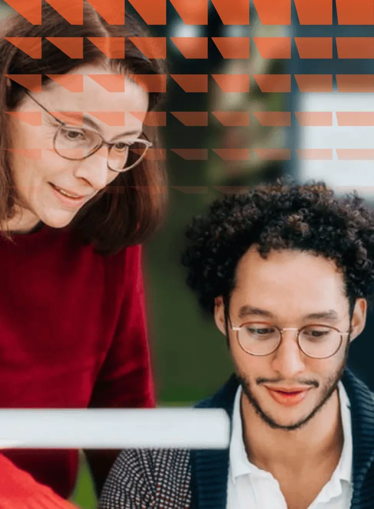 Librarian helping student