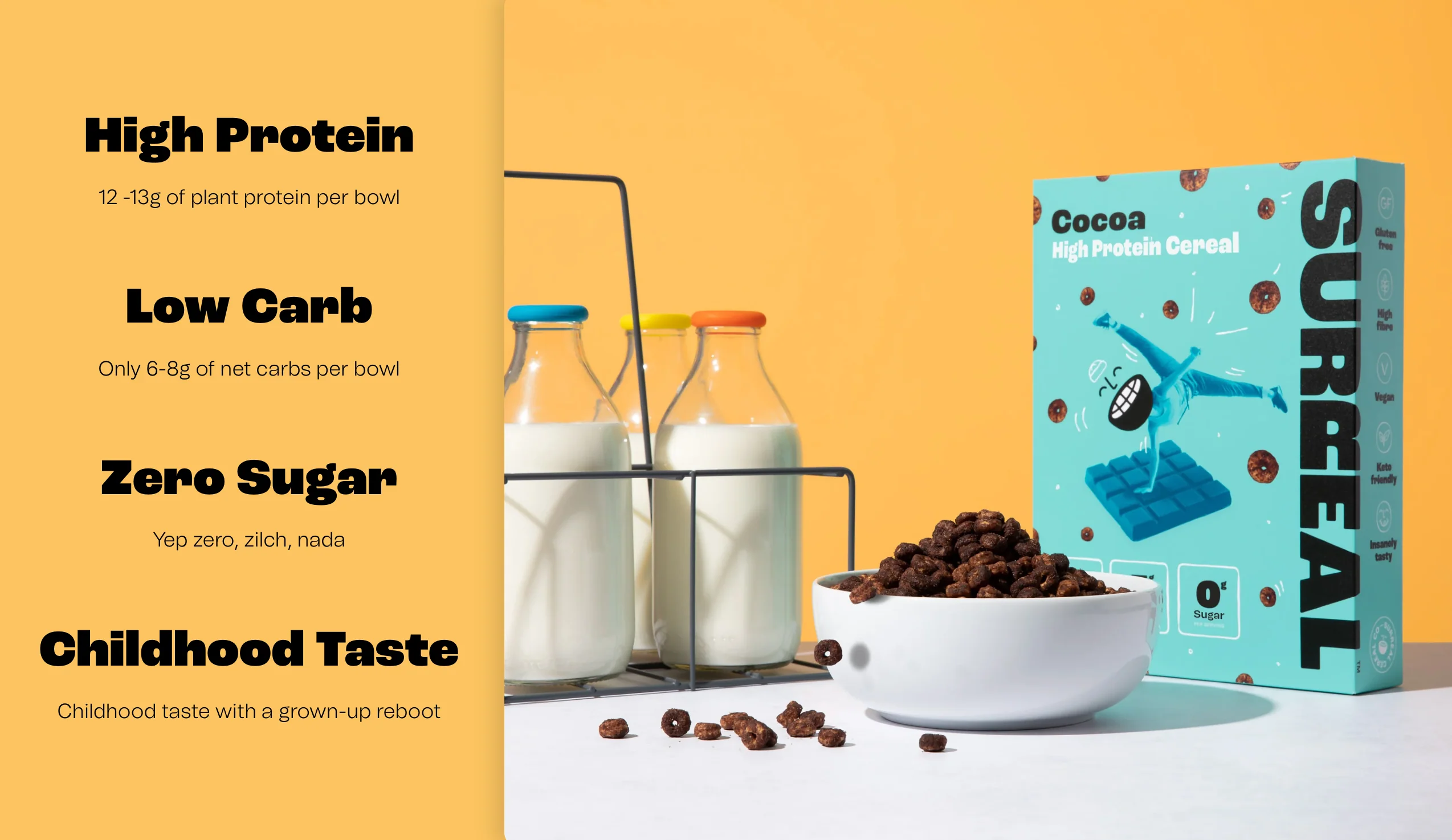 Surreal's comprehensive product page with nutritional information