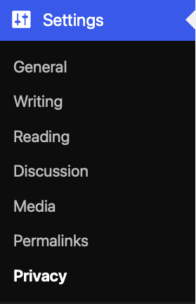 The main WordPress Settings panel.
