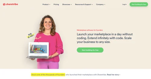 Home page of Sharetribe