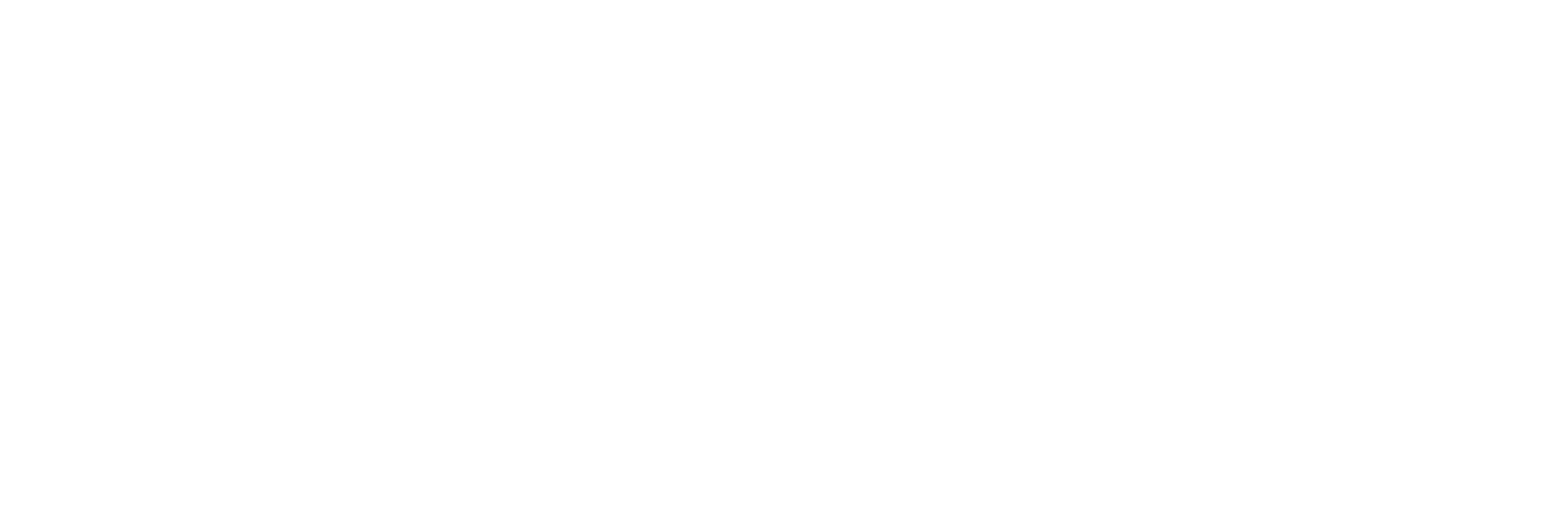 a white logo with a black background