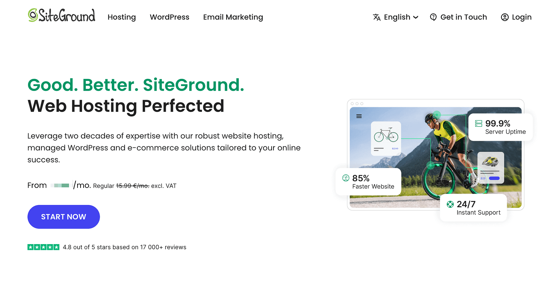 Fastest WordPress hosting: SiteGround