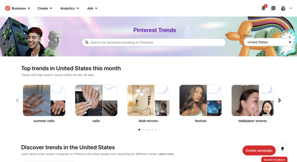 Pinterest analytics report