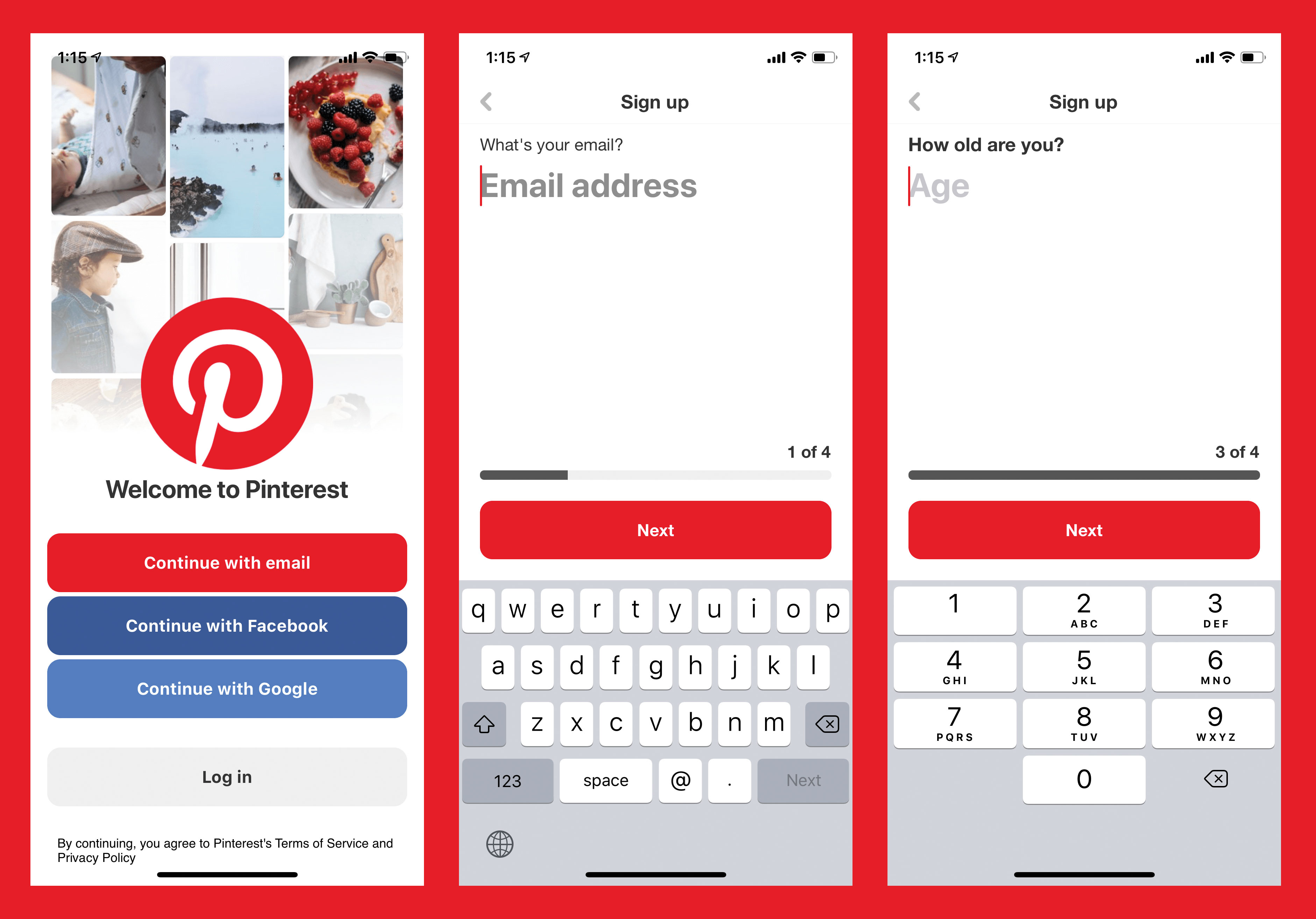 Screengrabs from Pinterest showing progress marker UI tip