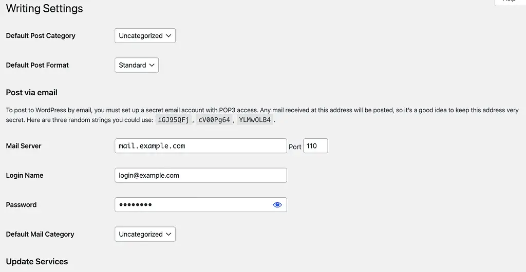 Writing Screen Settings
