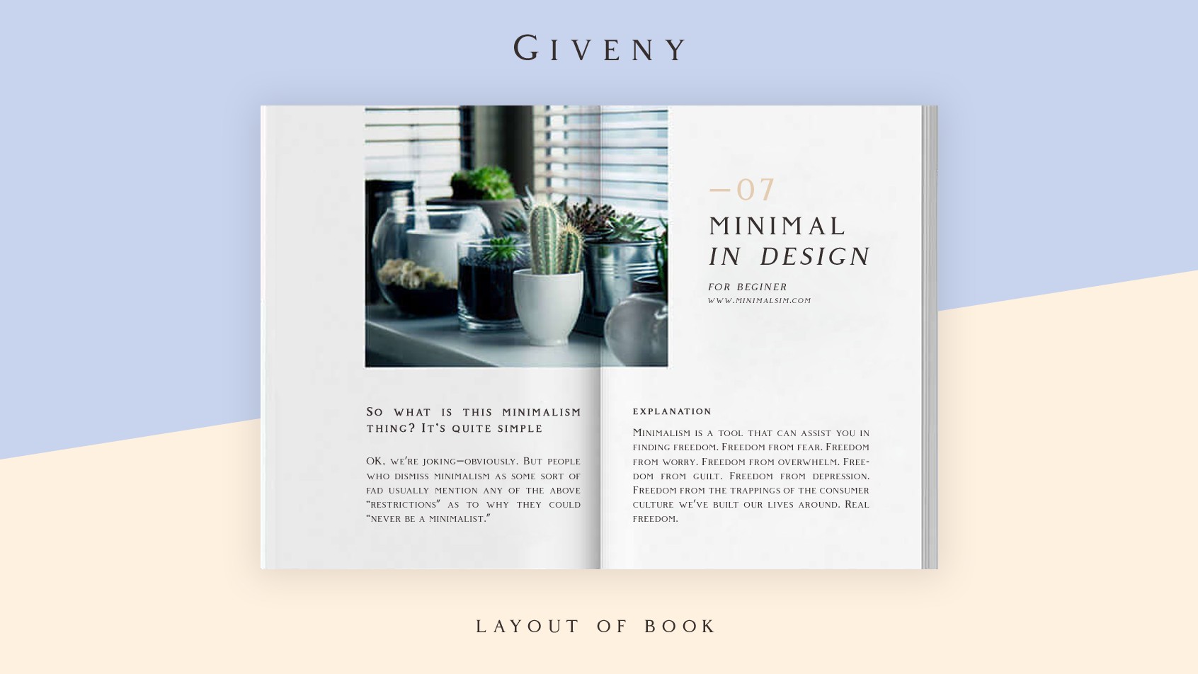 Book layout set in Givenchy font
