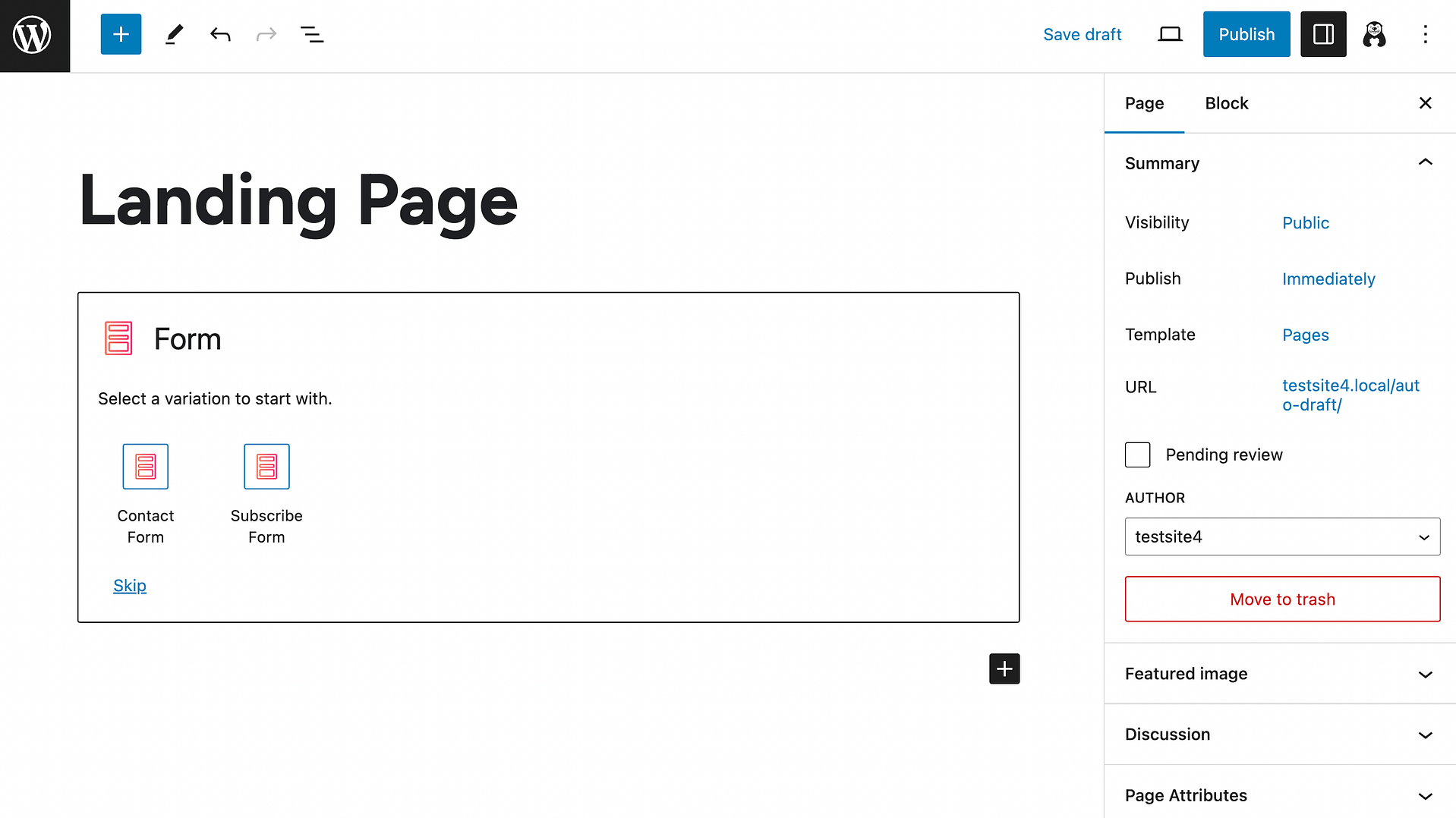 Creating an interactive landing page using the Otter Blocks form block.
