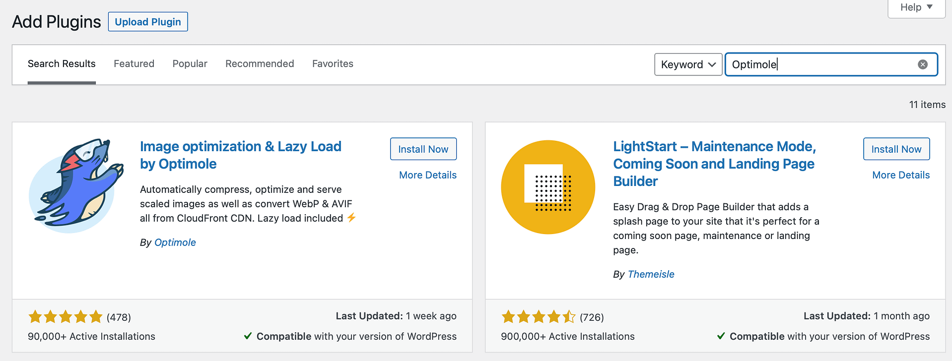 Installing Optimole enables you to extend WordPress to host images externally