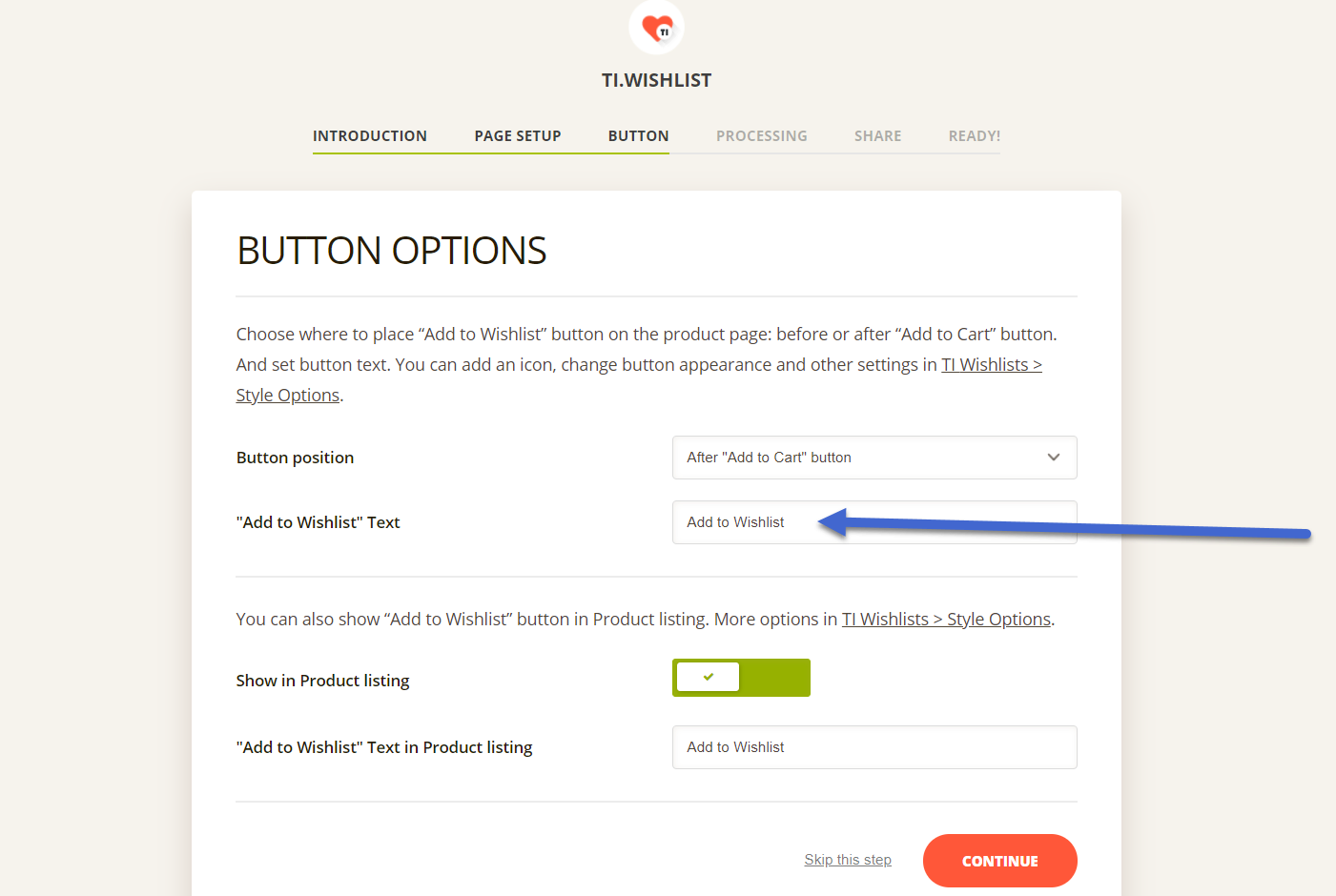 button options.