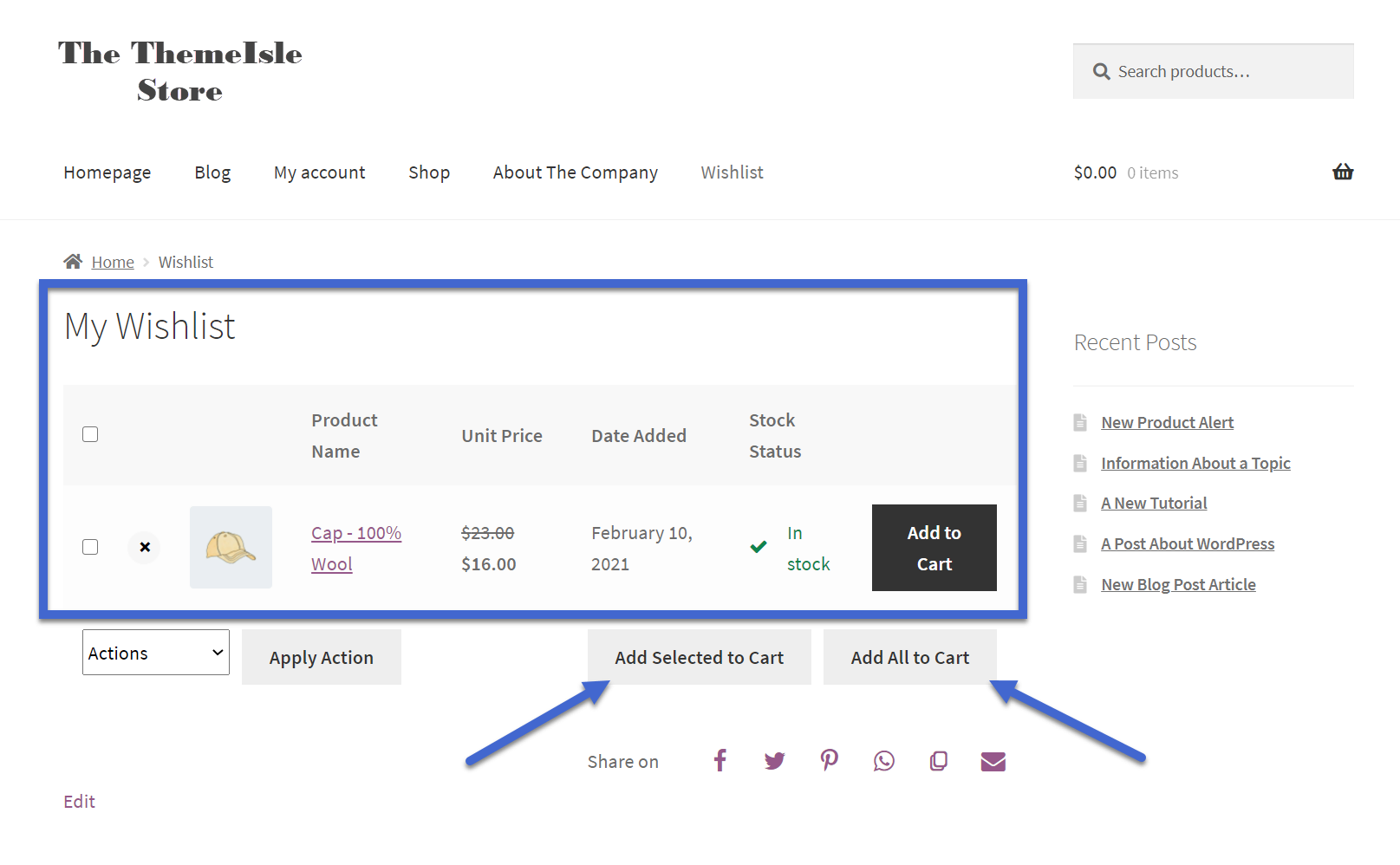 add all to cart from WooCommerce wishlist.