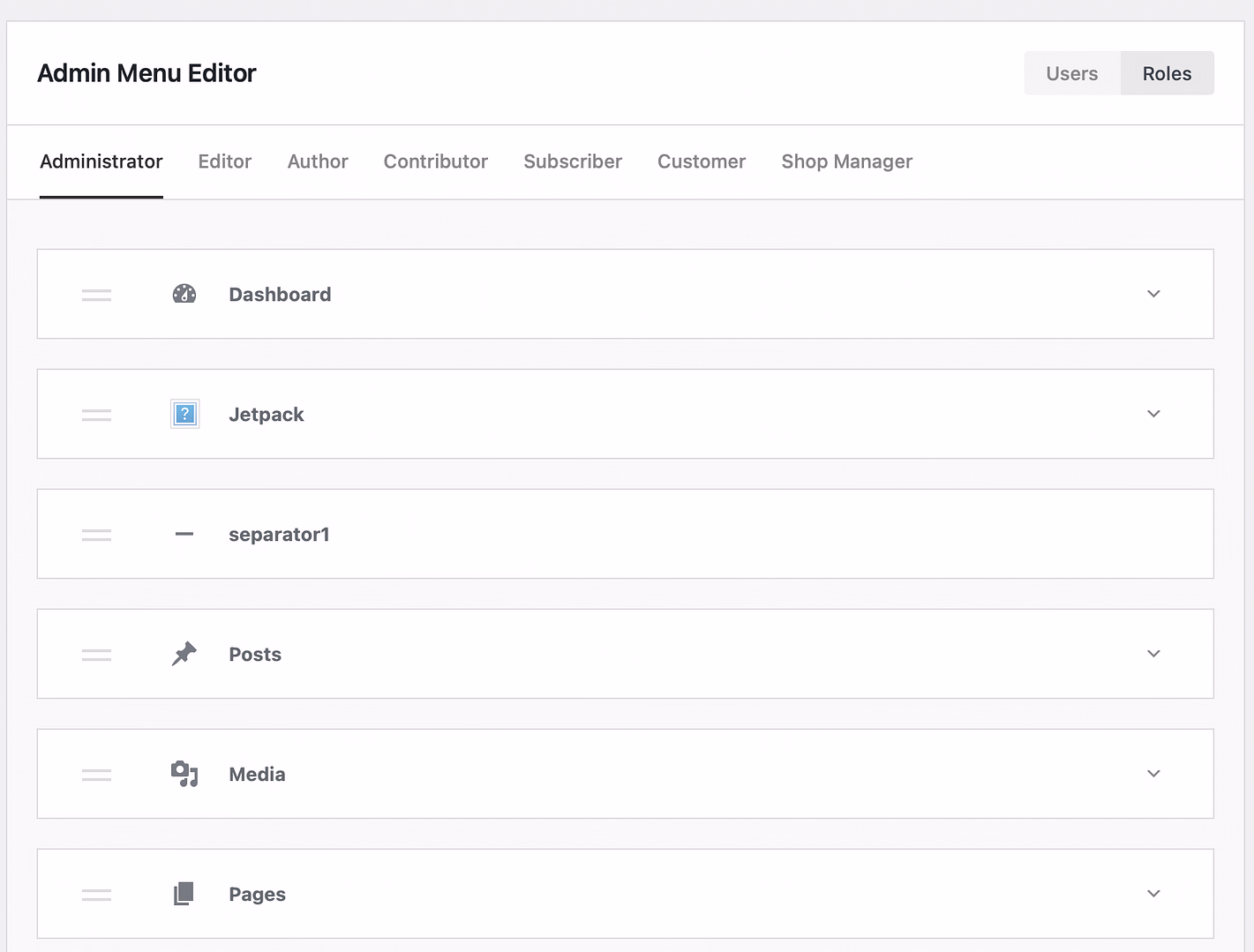 Edit the menu items in WordPress with Ultimate Dashboard