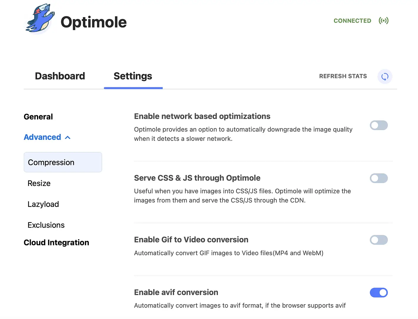 Optimole advanced settings