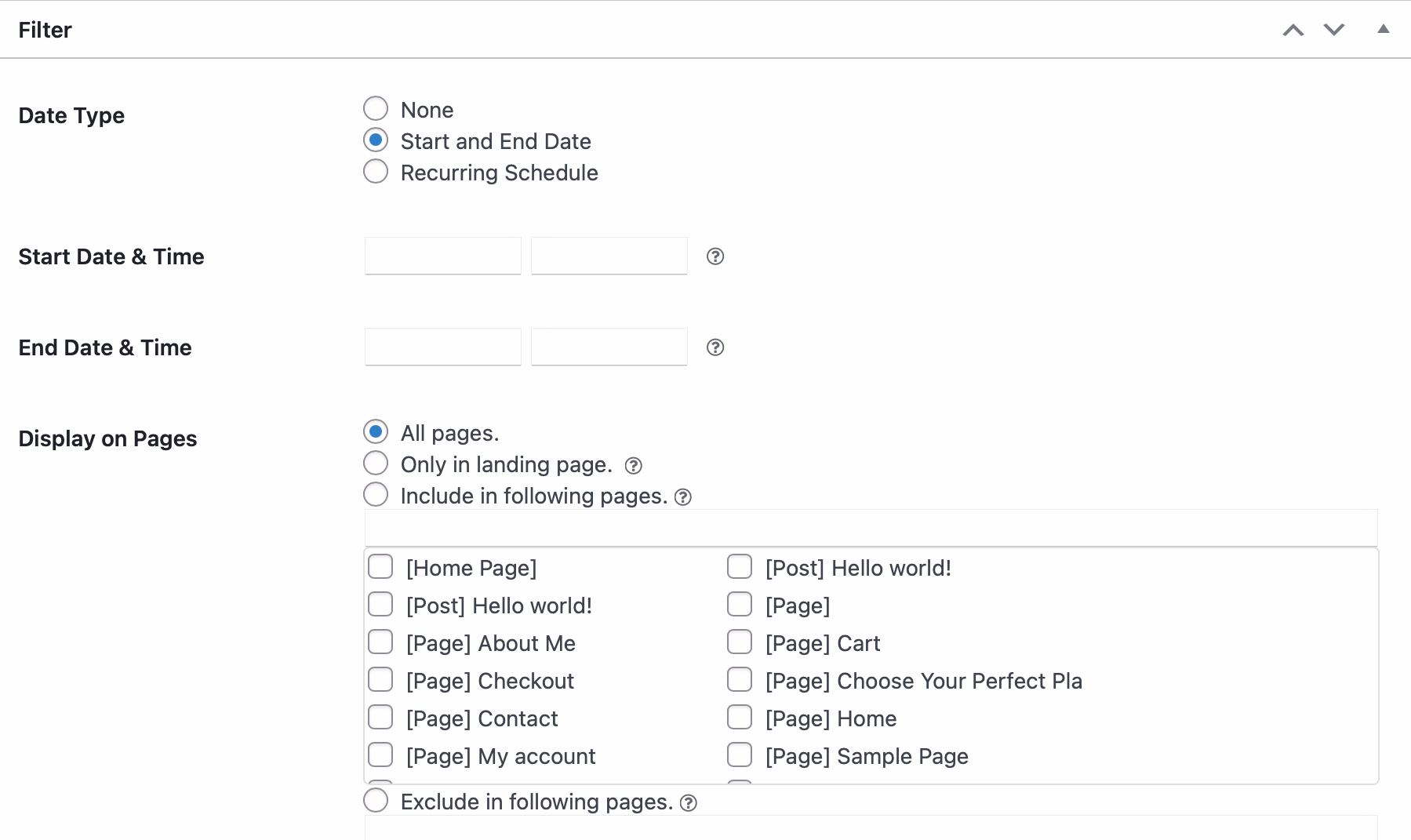 Alert banner filters.