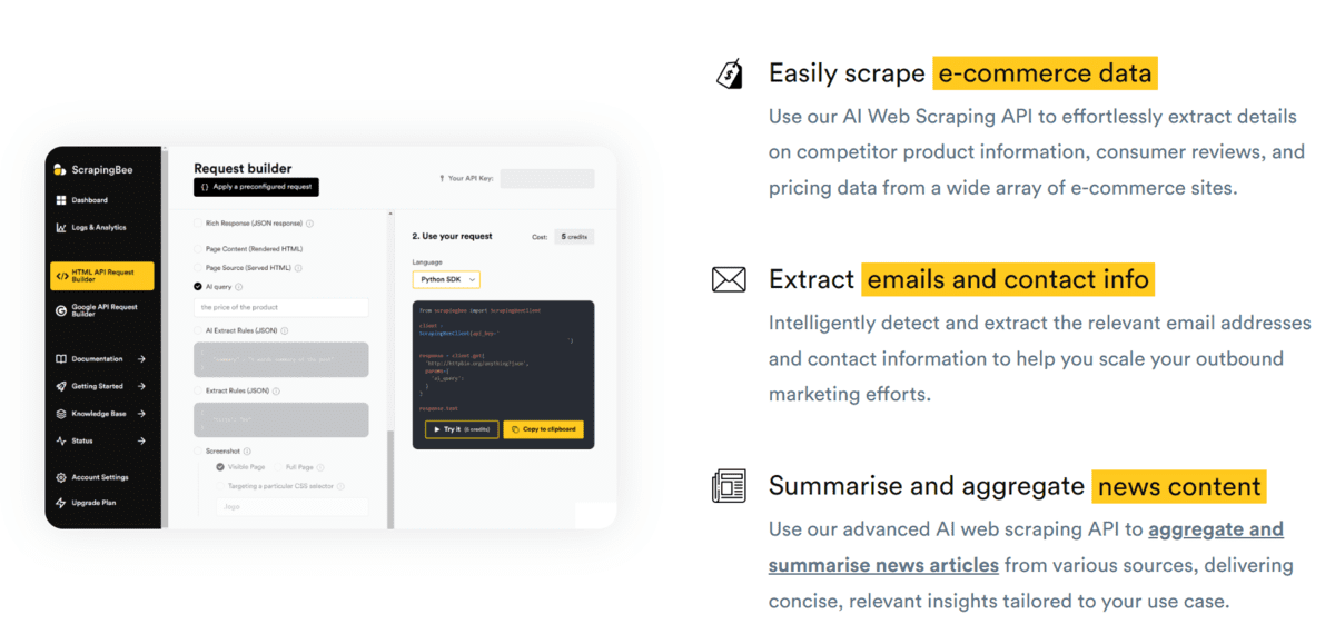 ScrapingBee Interface
