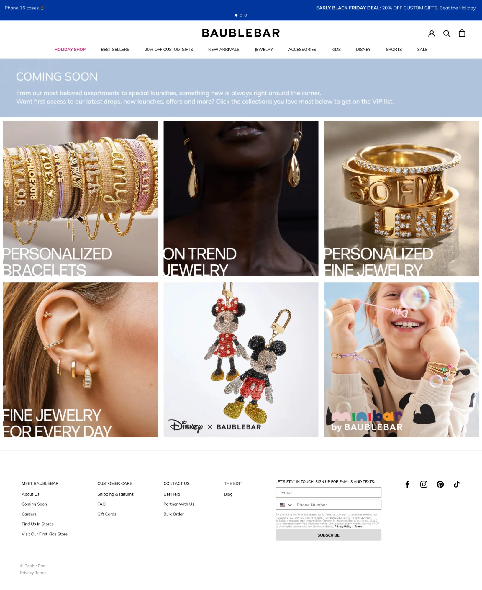 Baublebar Coming Soon page in tile layout.
