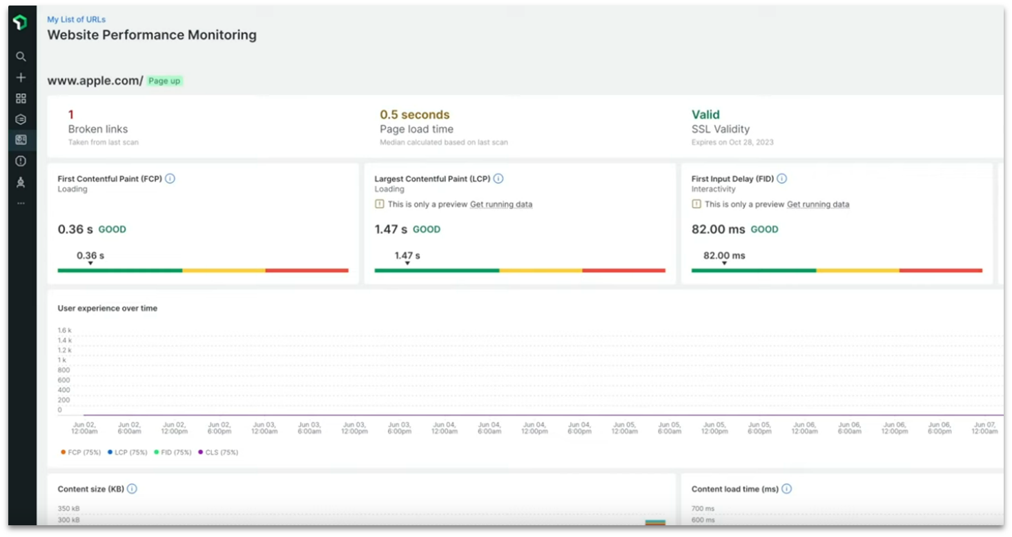 New Relic dashboard