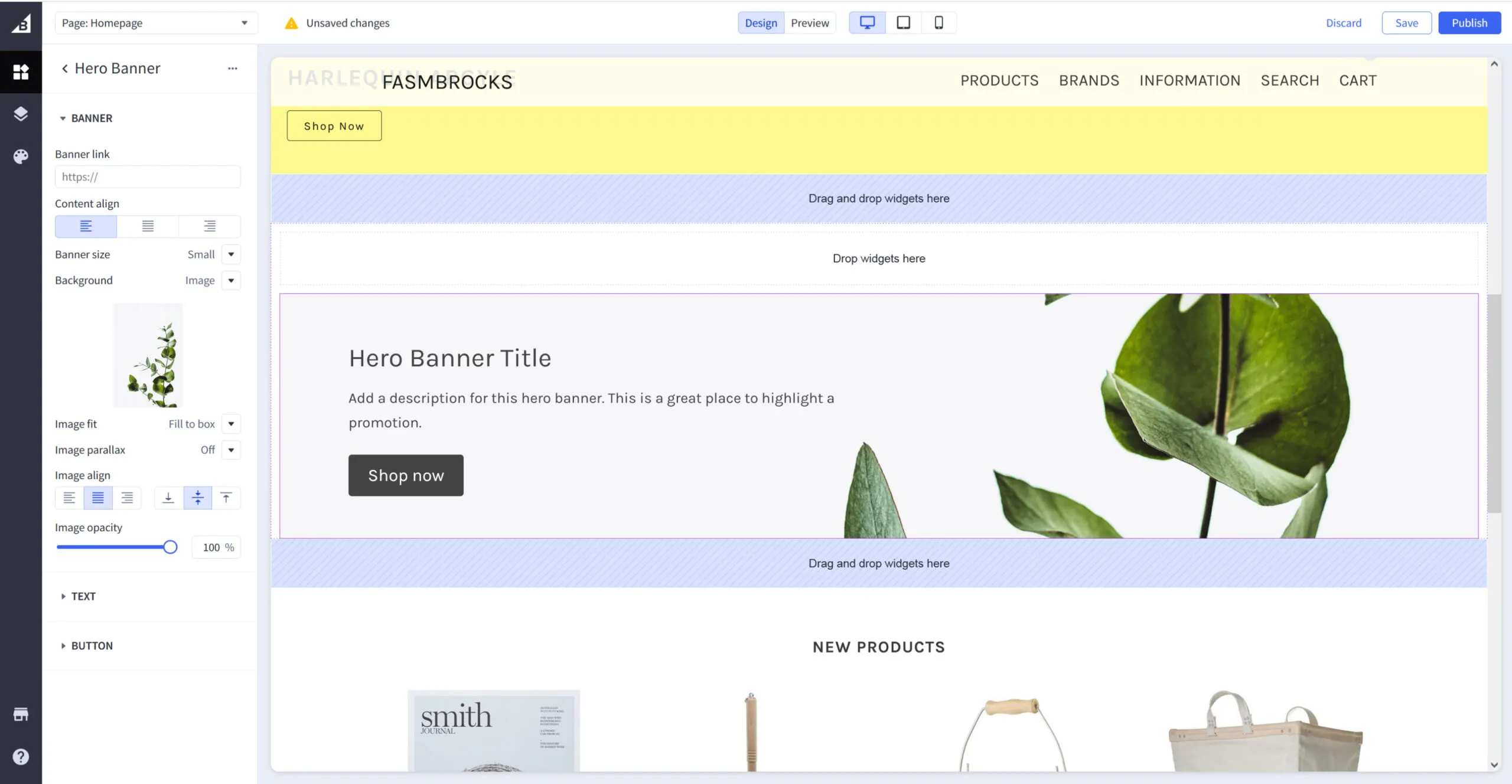 Screenshot of BigCommerce’s banner image dashboard.
