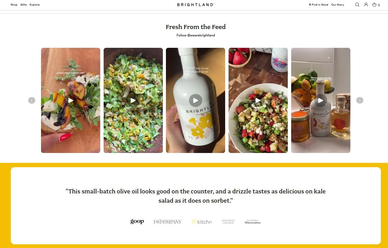 Screenshot of Brightland landing page.