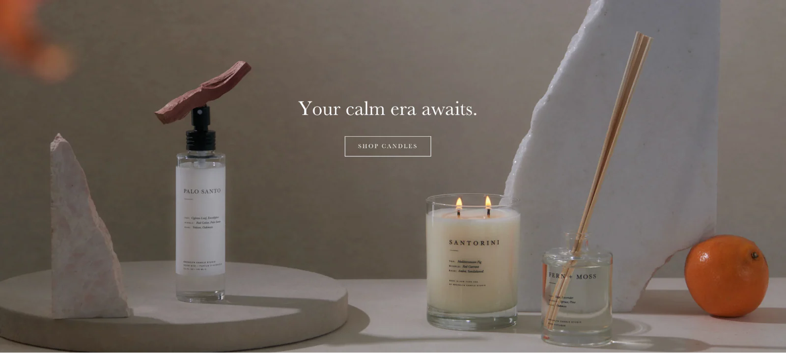 A candle, a diffuser, and a home spray from Brooklyn Candle Studio.