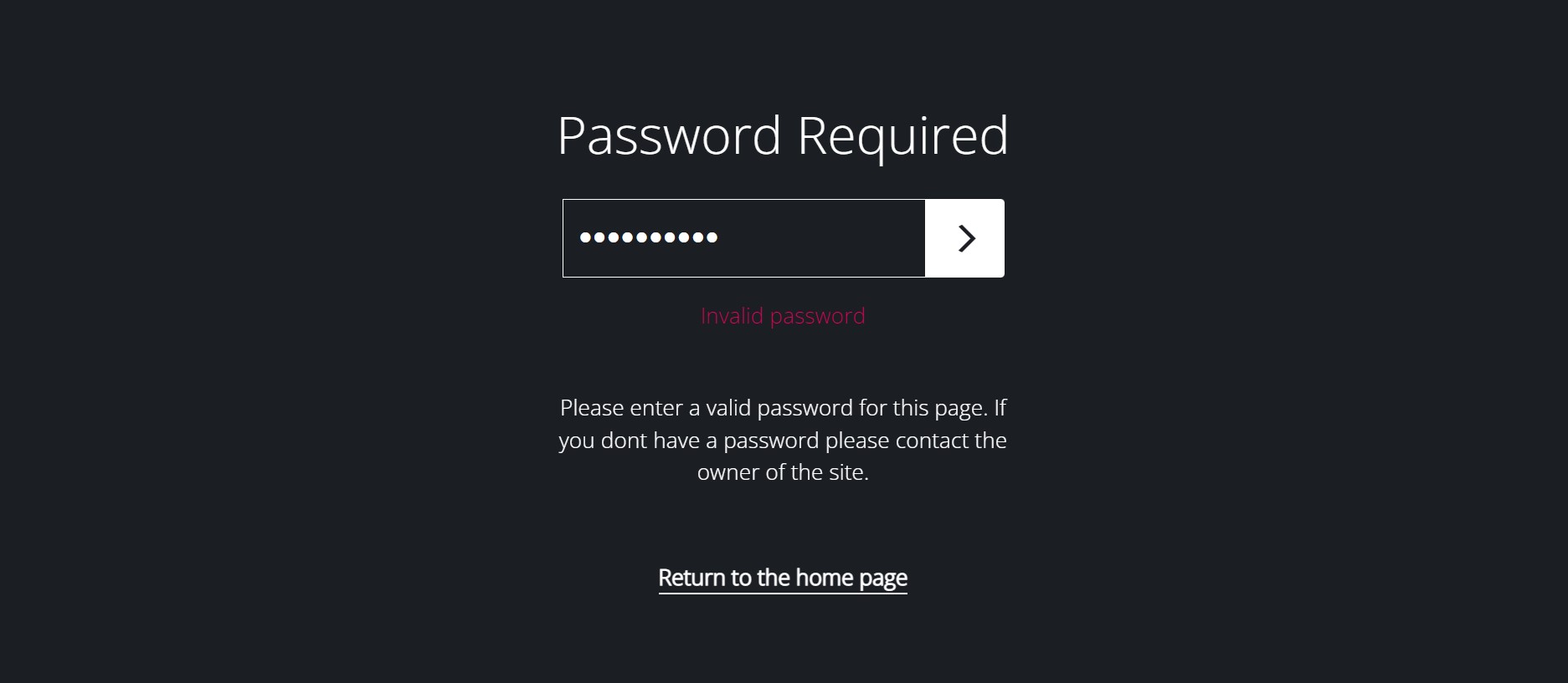 Fabrik interface showing password protection