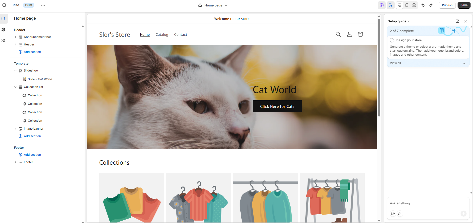 A screenshot of Shopify’s site editor.