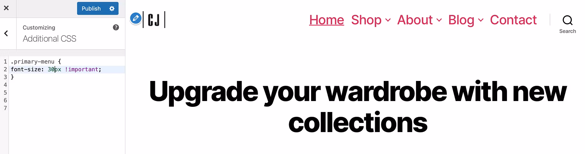 Change menu font with CSS.