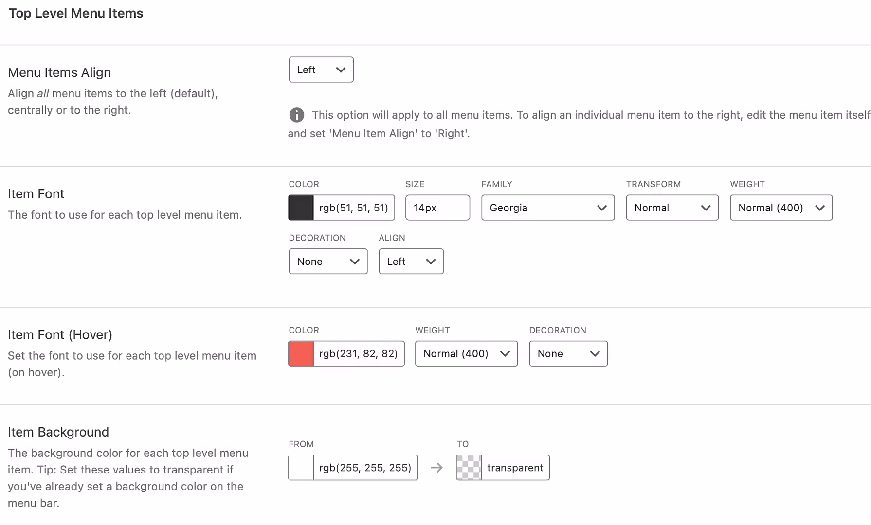 Edit a Menu on WordPress: How to edit top level menu items.