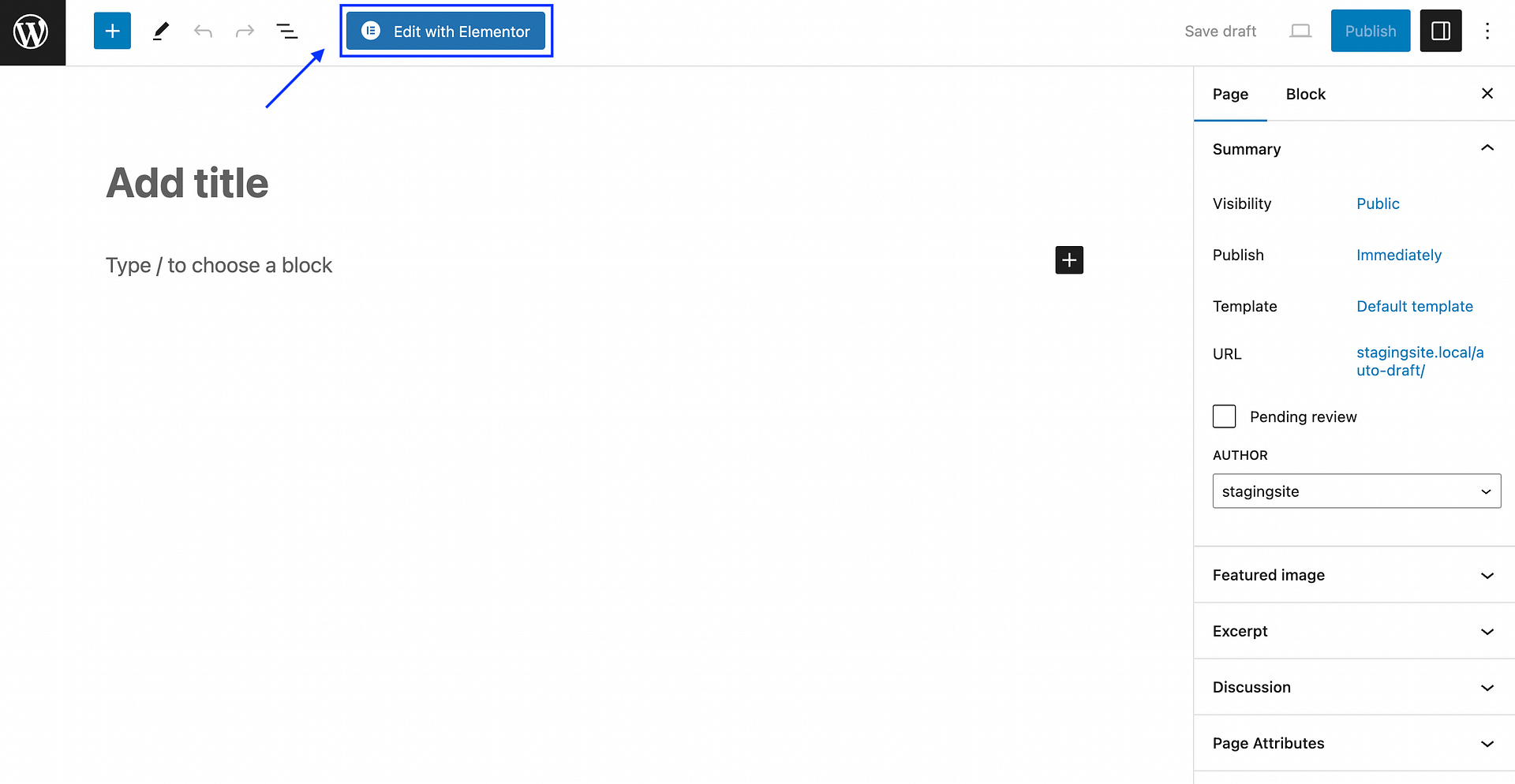 Launching Elementor in WordPress.