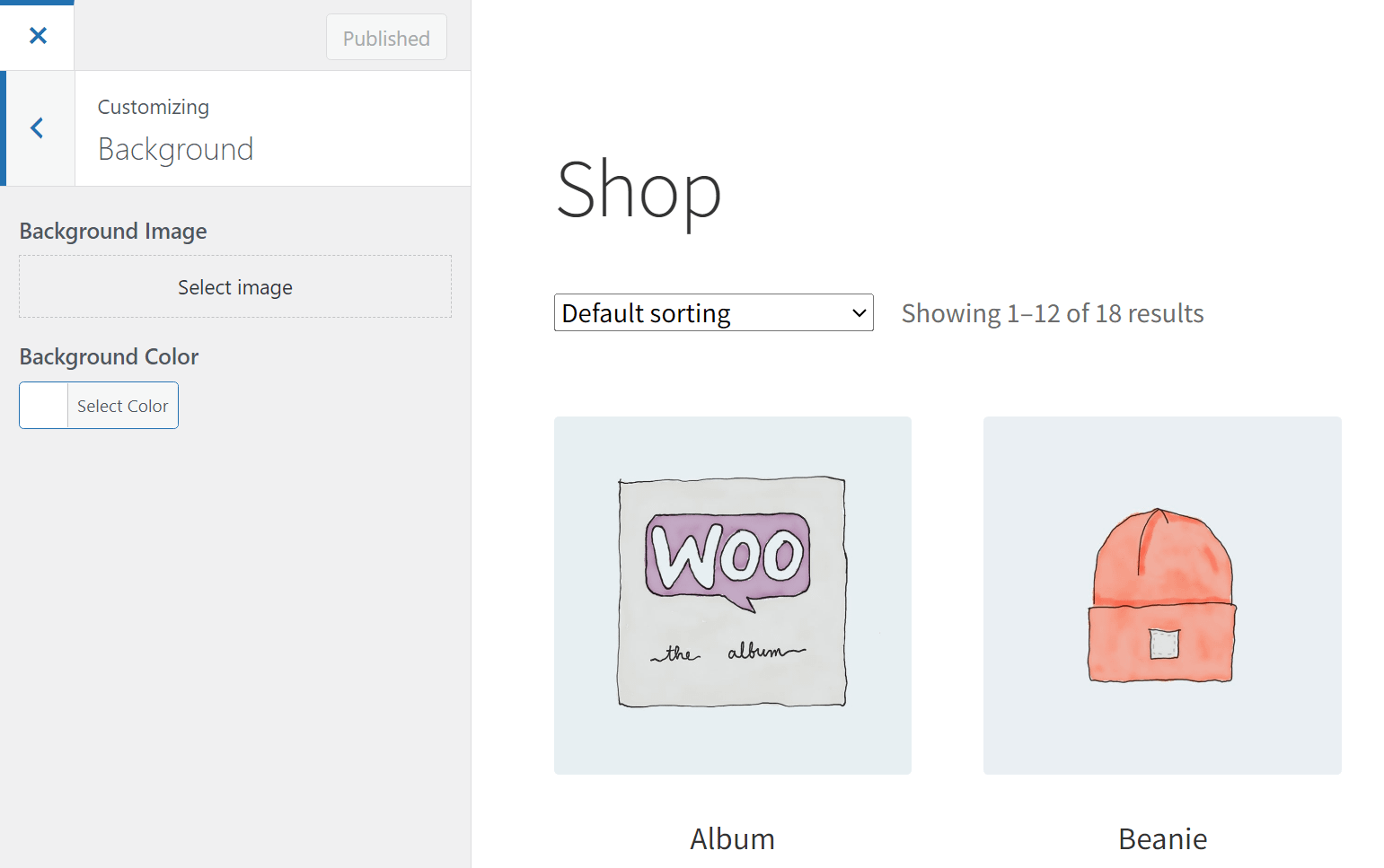 Customizer background image.