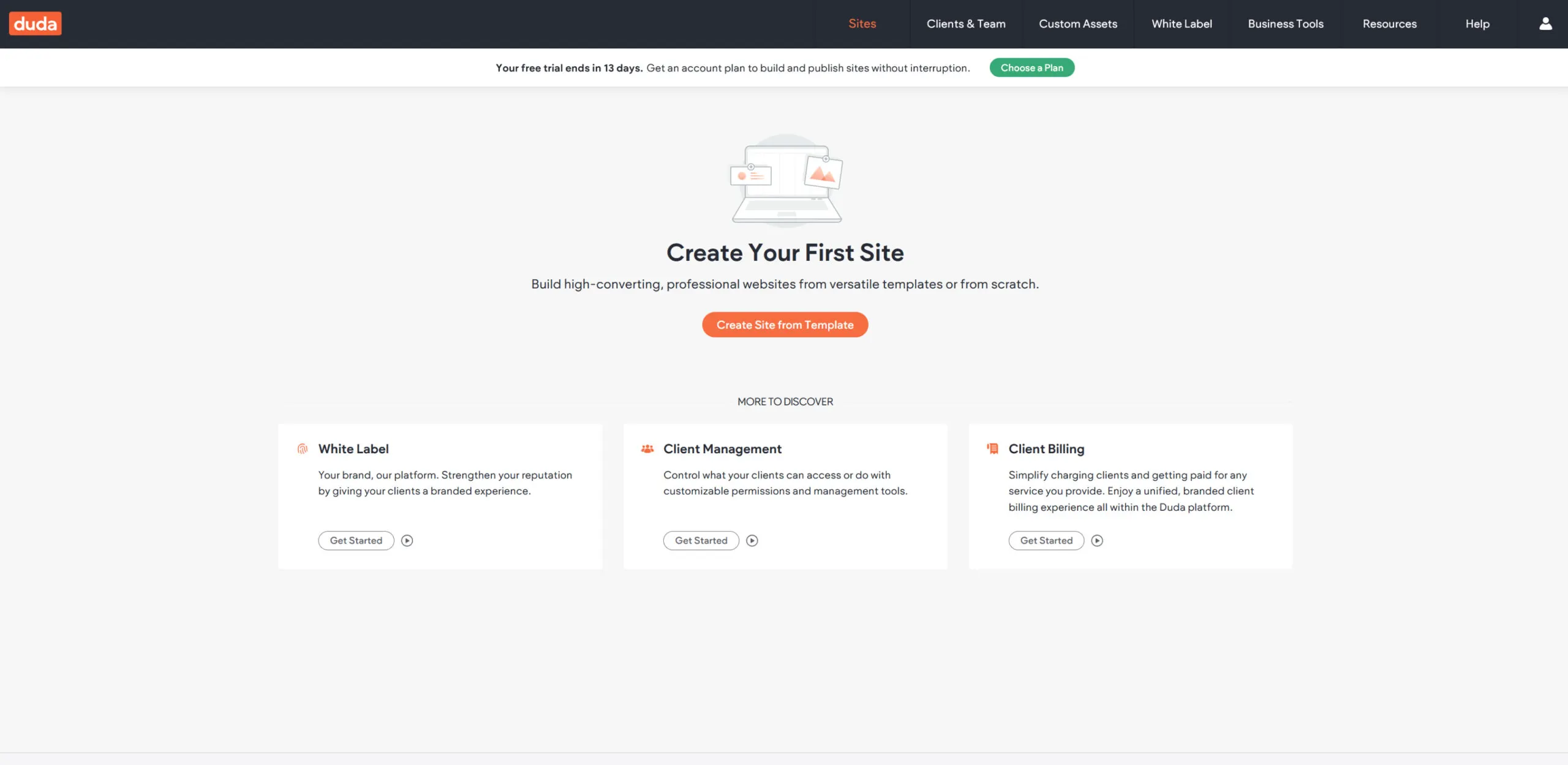 Screenshot of Duda’s website design purpose questionnaire page.
