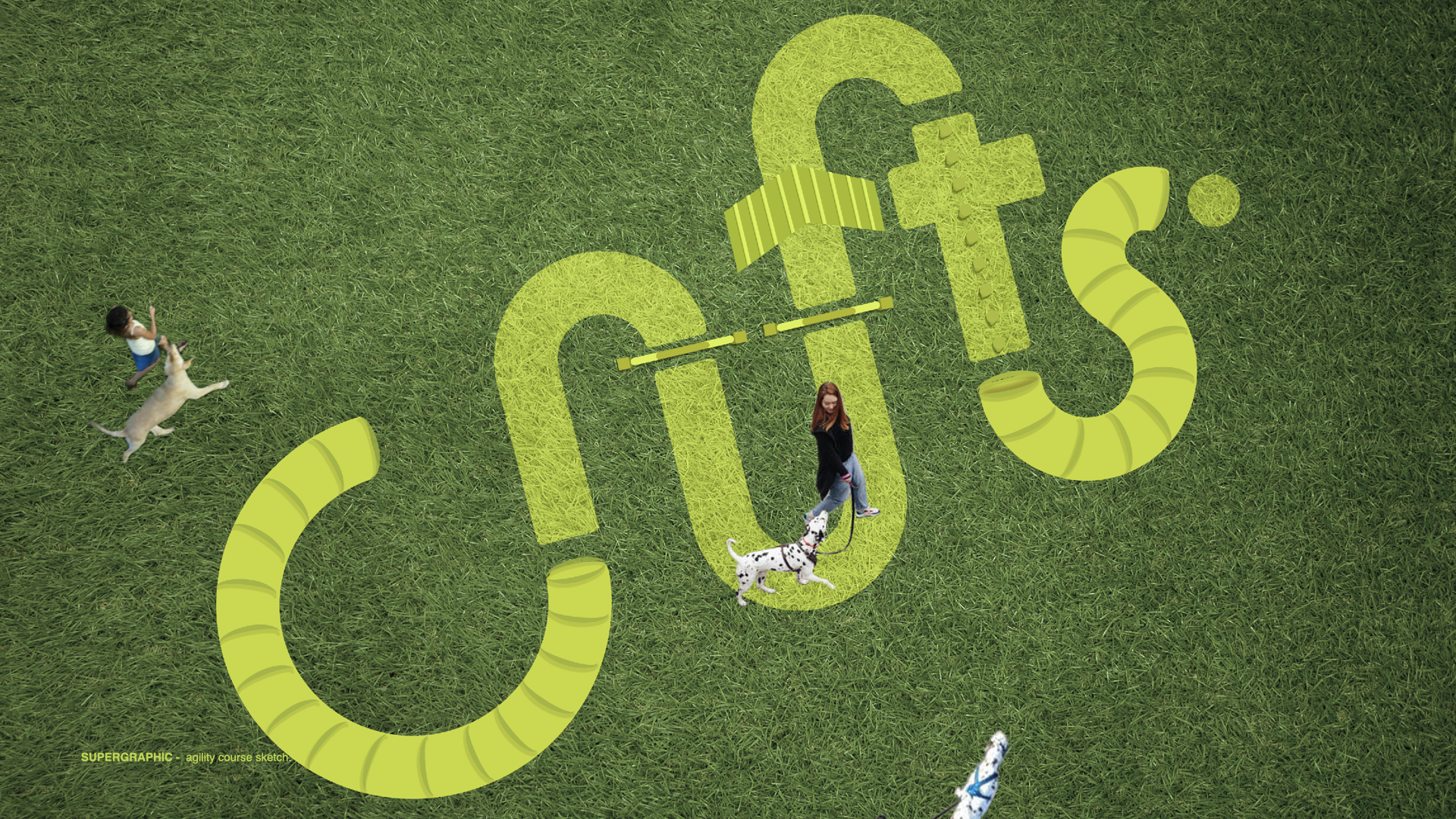 Page from Isabella Aktinson's portfolio showing Cruft's supergraphic