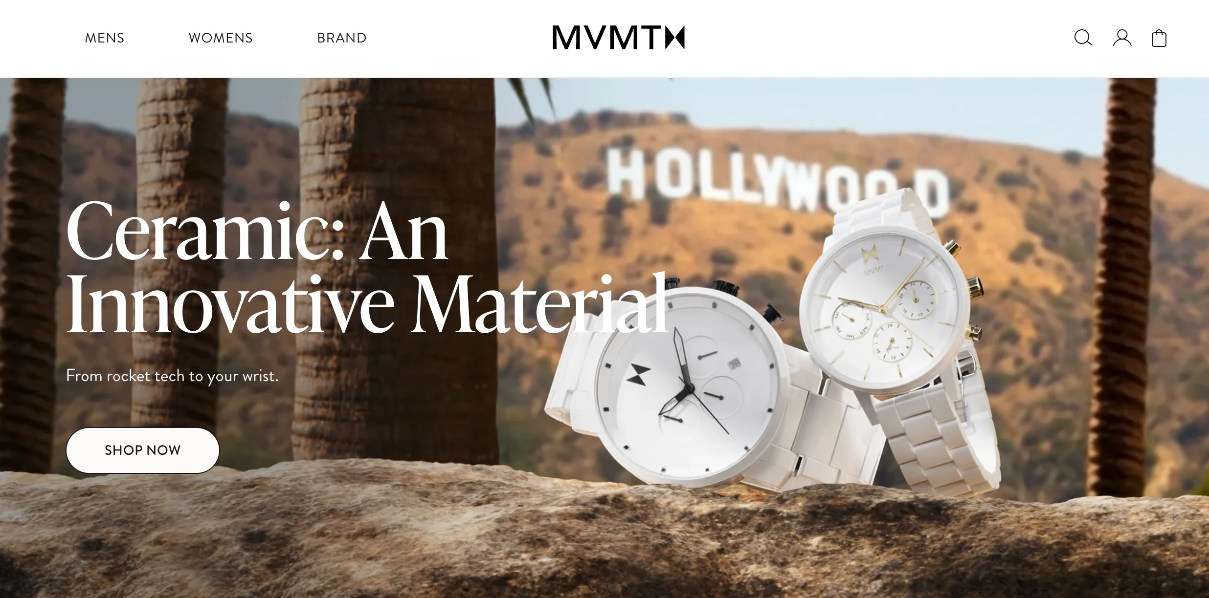 Homepage on the MVMT ecommerce website