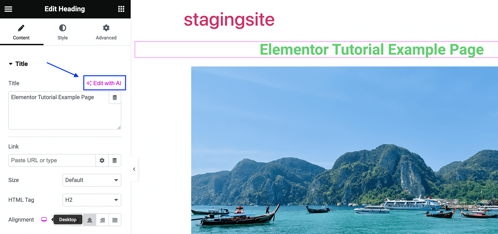 Edit text in Elementor using AI.
