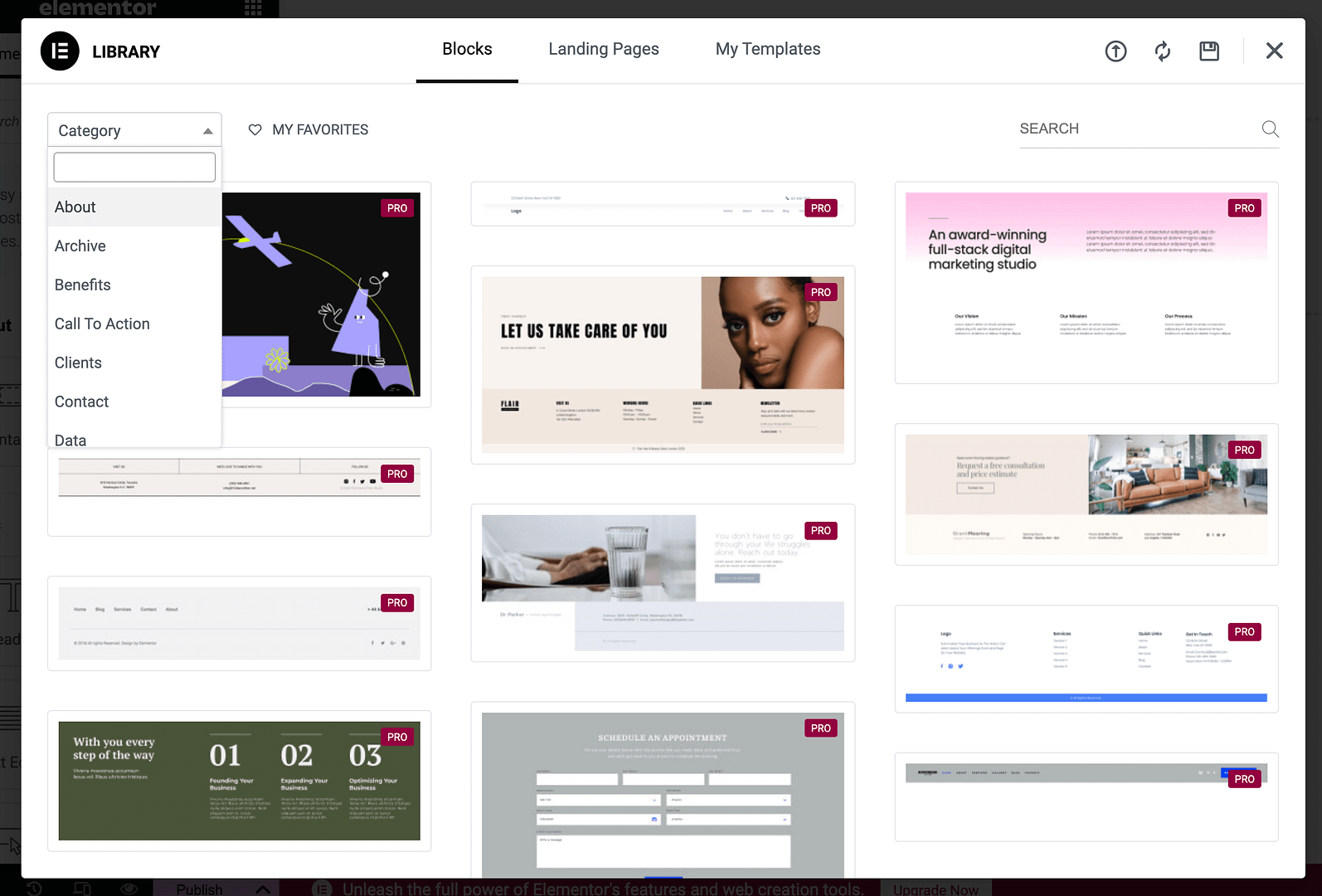 Elementor tutorial on template categories.