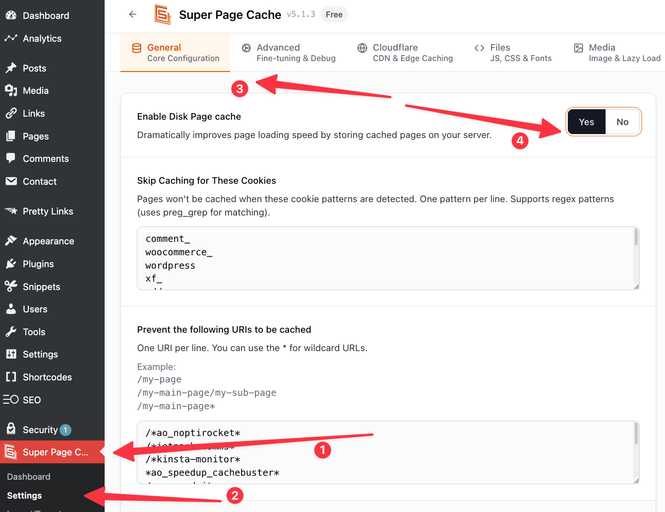 enable page cache