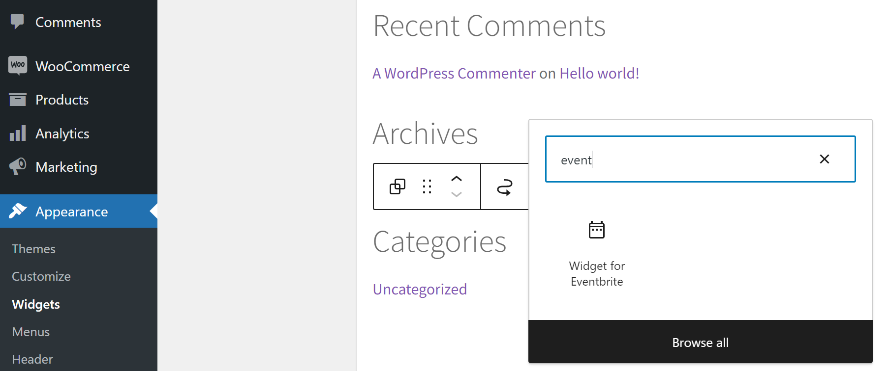 A widget for Eventbrite events.