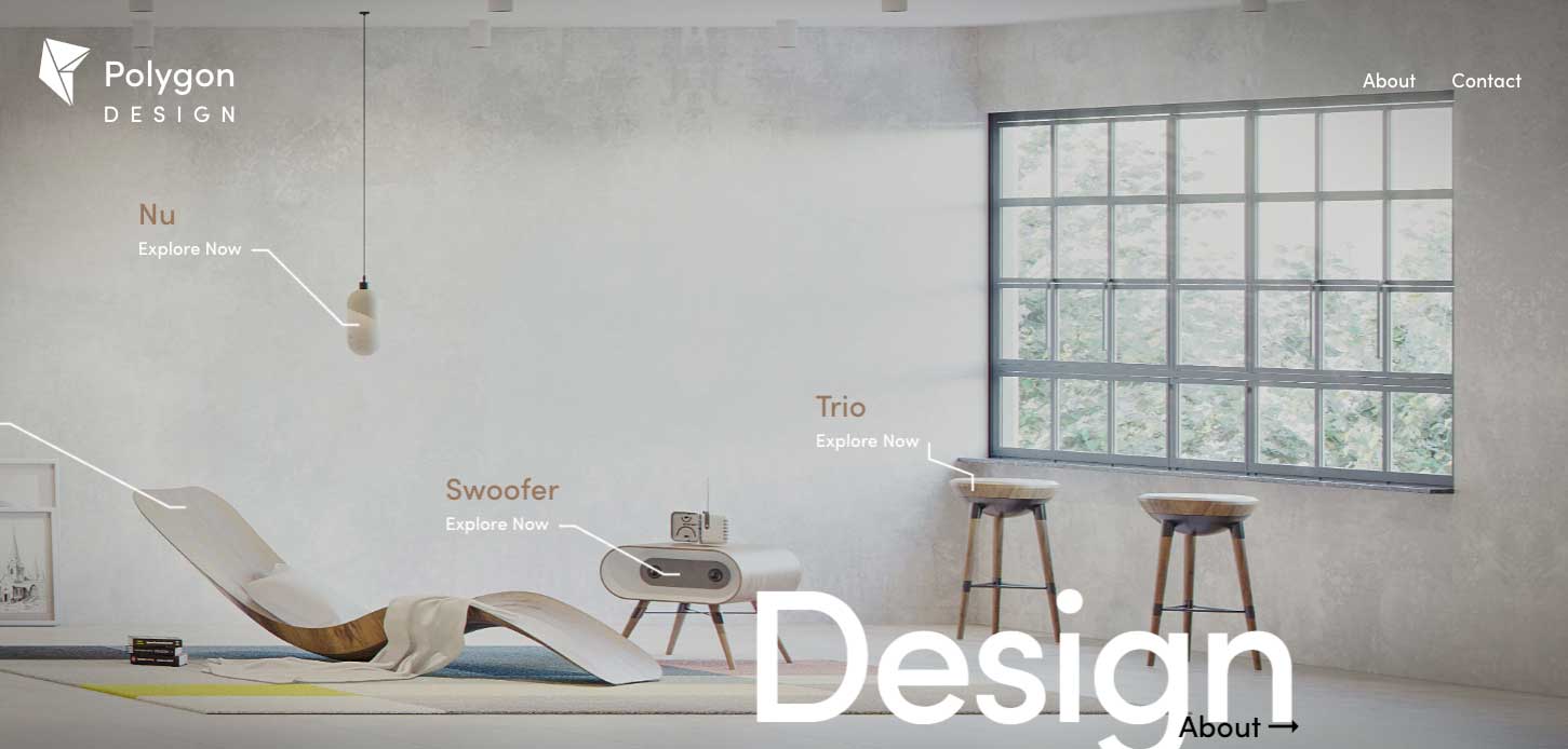 Polygon design page showing furniture