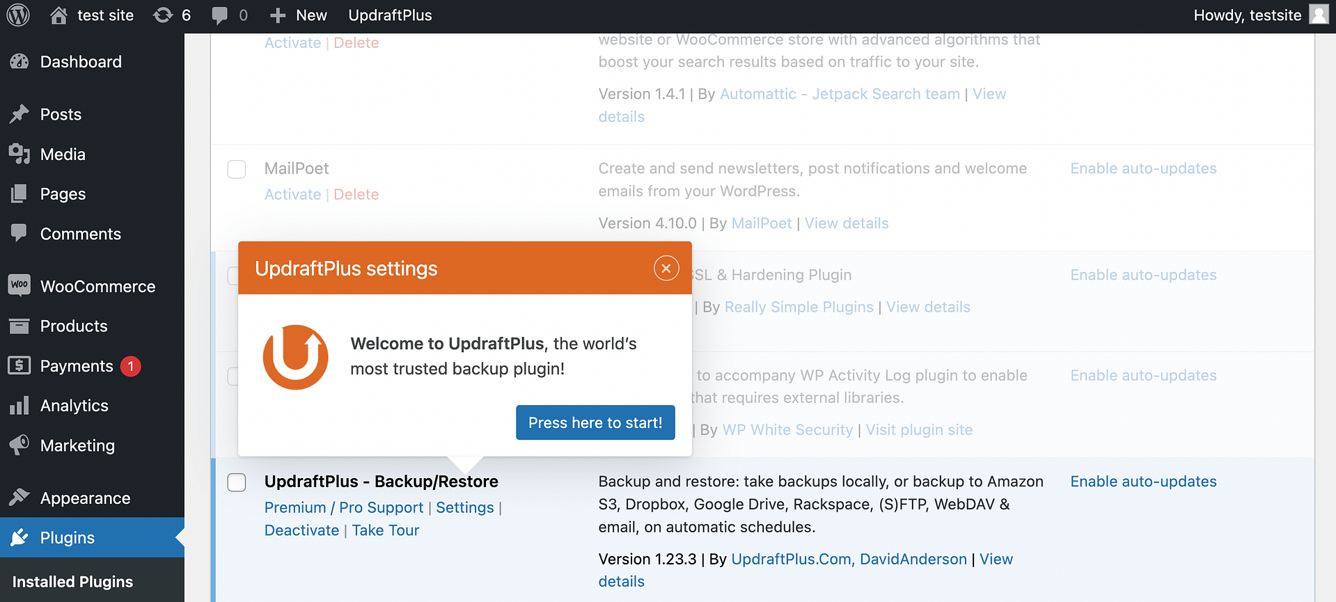 Getting started with UpdraftPlus