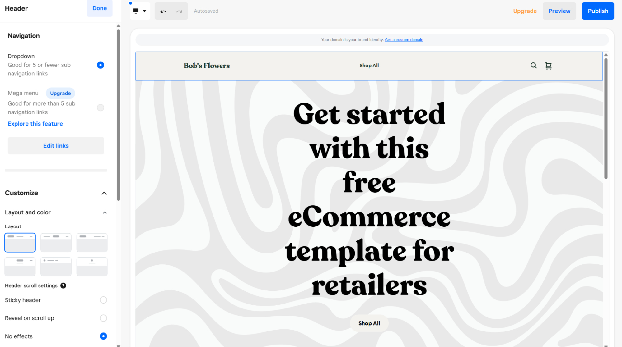 Screenshot of Square’s website builder.