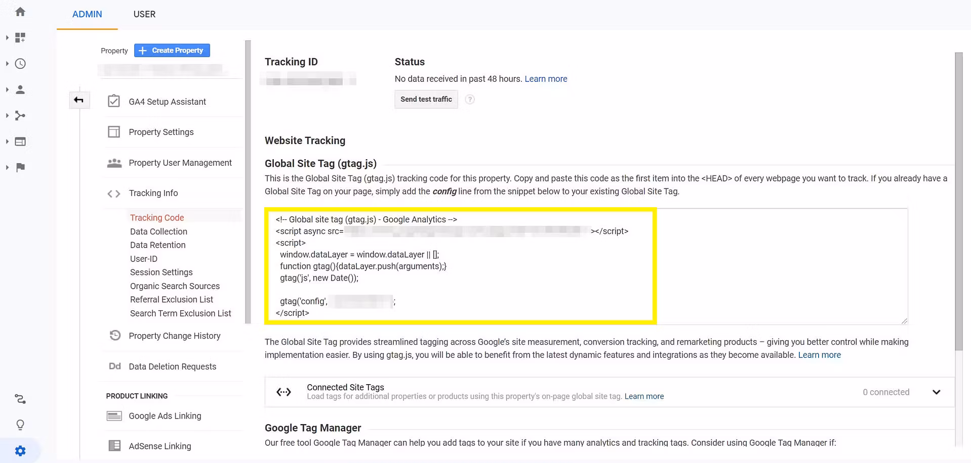 The Google Analytics Global Site Tag to enable integration with WordPress.