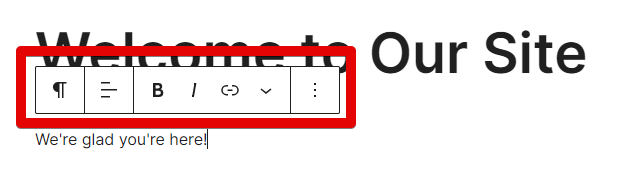 Formatting options for a paragraph block