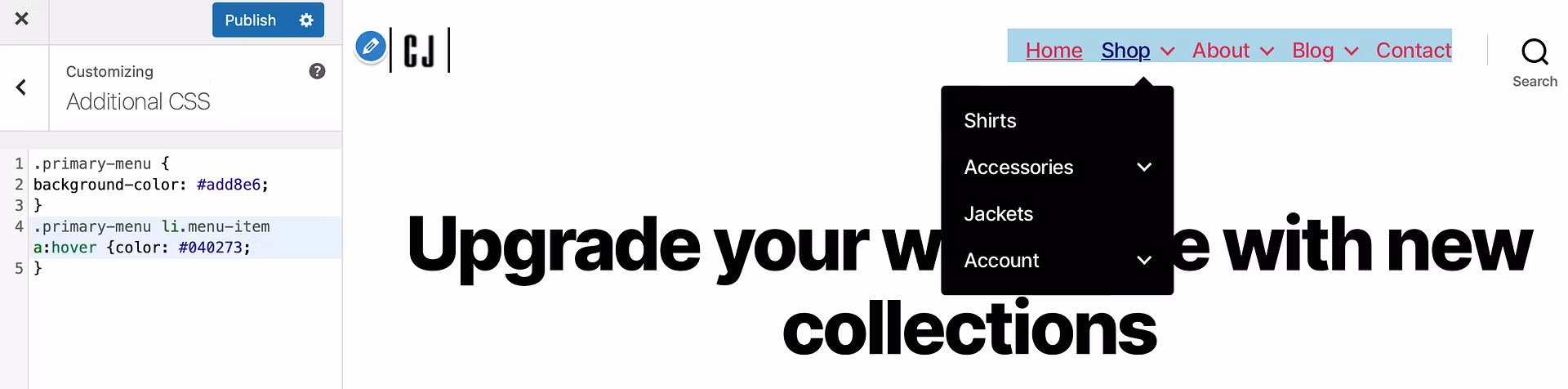 How to add hover effect to menu with CSS.