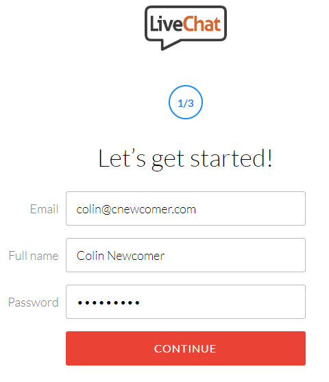 Create LiveChat account
