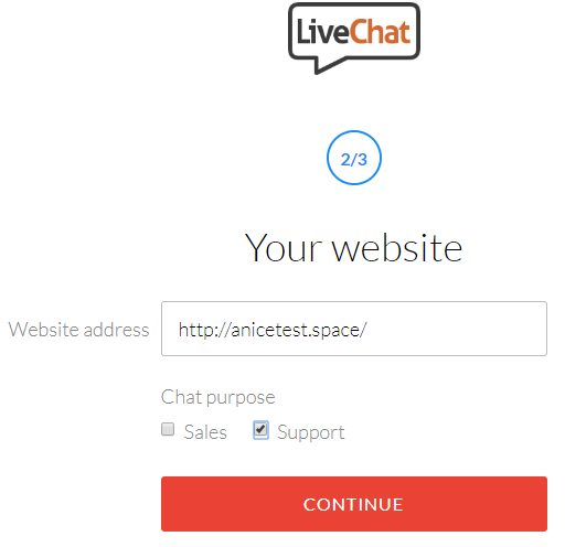 Enter website details