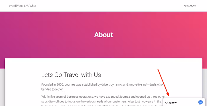 Example of live chat box