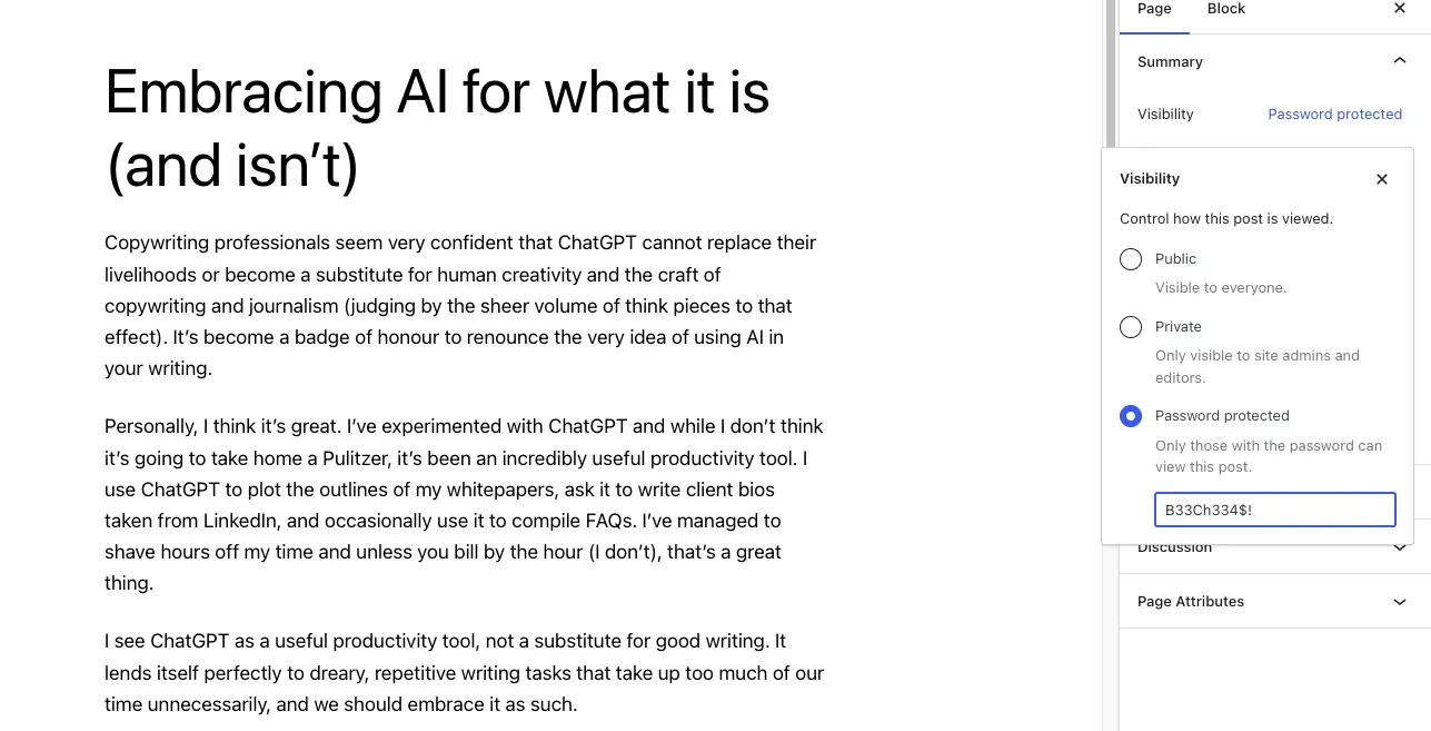 Page password protected.