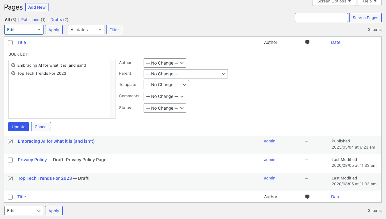 Admin console sticky posts.