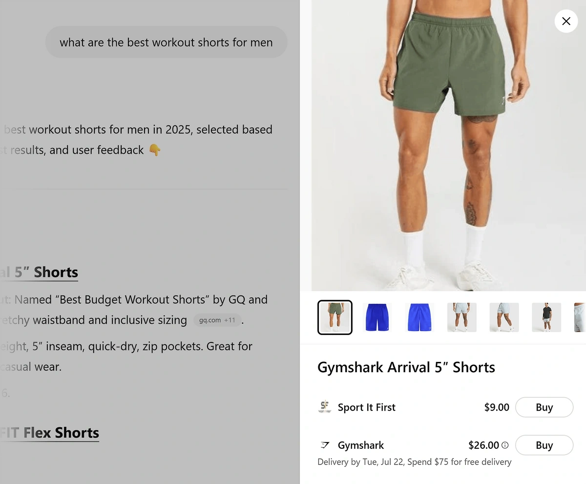 Example of ChatGPT response in AI Mode