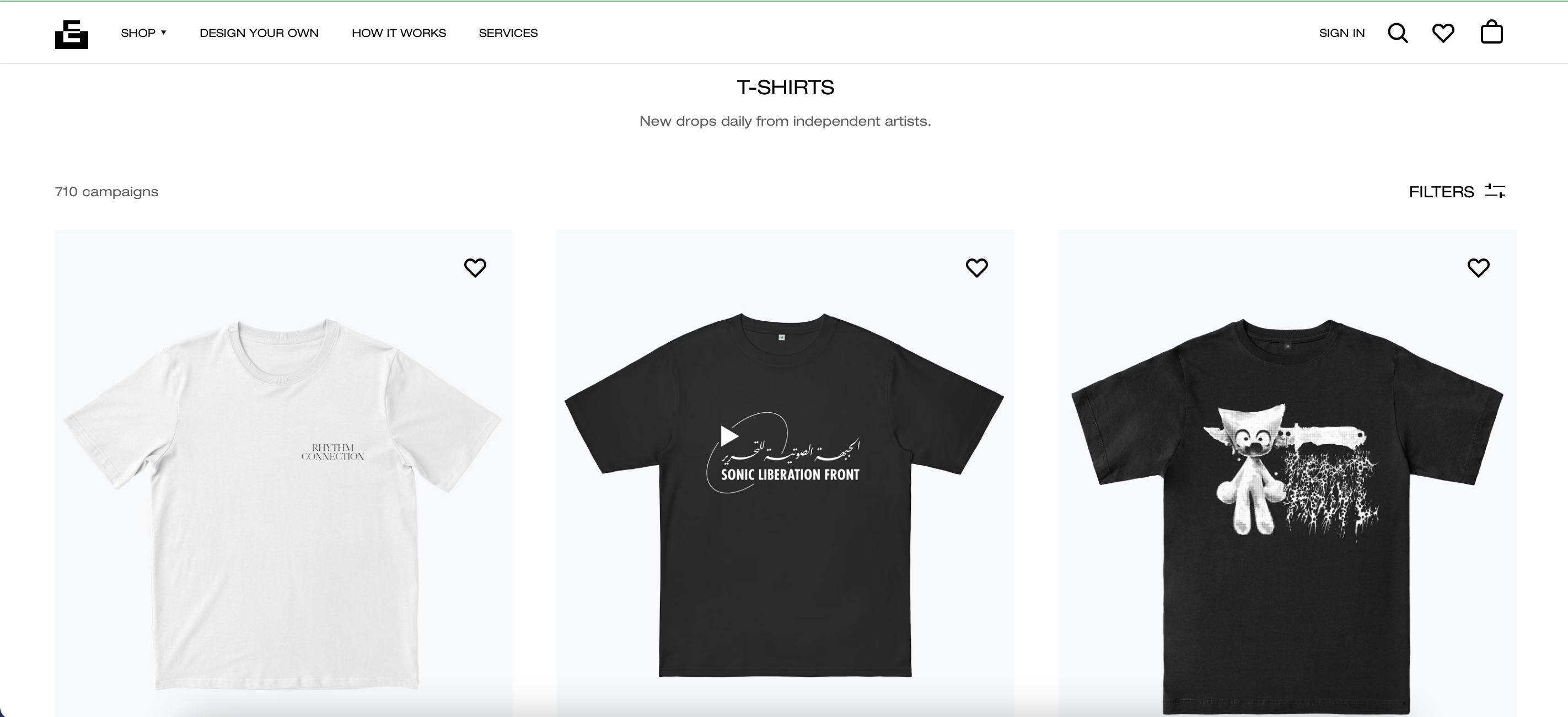 Everpress T-shirt store page