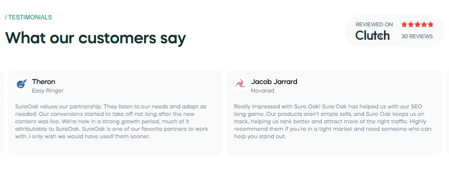 Sure Oak customer testimonials 